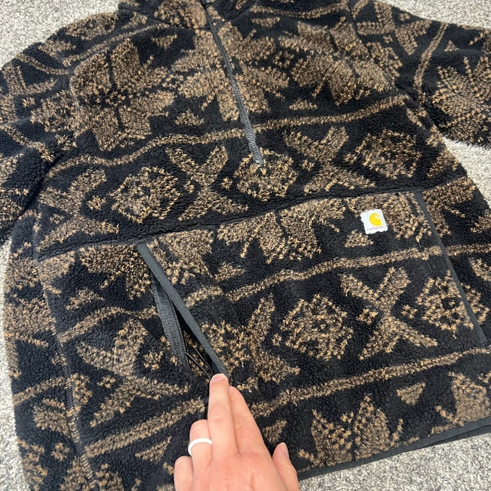Carhartt Womens Fair Isle Sherpa Fleece Quarter Zip Pullover OJ6470-W - Picture 2 of 8